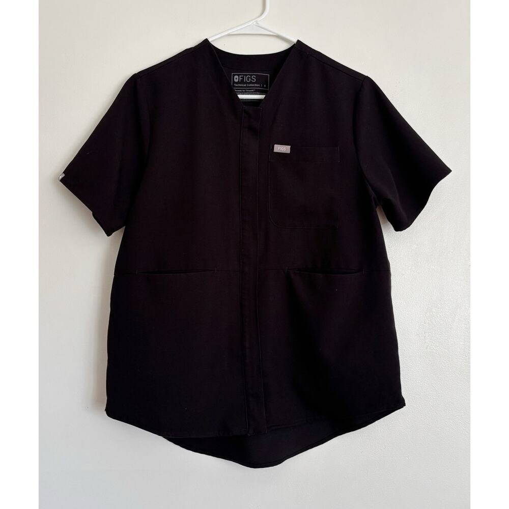 Black Figs Masaya Full Zip Front V-Neck Scrub Top S